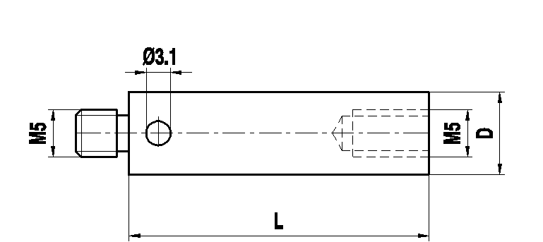 M5 титановый удлинитель щупа, L 100 мм, D 18 мм, для систем ZEISS A-5555-0161